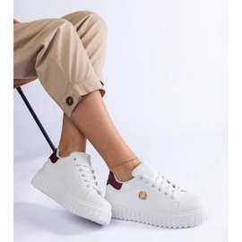 Hvide og bordeaux sneakers med tyk sål 1