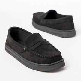 Kvinders sorte ruskind loafers 1