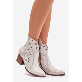Lewski Shoes Openwork læder cowboy støvler på Lewski Post 3613 Zloty udtørret gylden 1