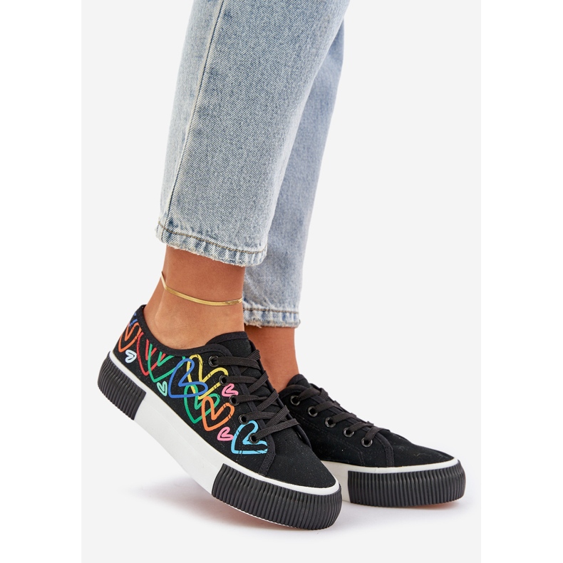 Kvinders sneakers i sorte hjerter 1