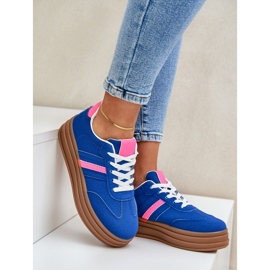 Kvinders sneakers på Blue-lyserød platform blå 2
