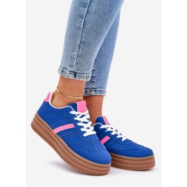 Kvinders sneakers på Blue-lyserød platform blå 1