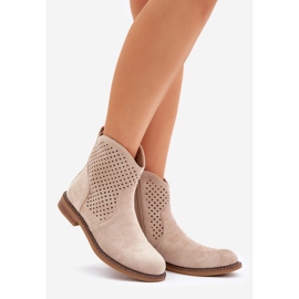 Lys beige openwork støvler 1
