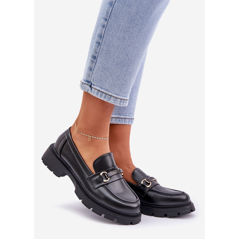 Klassiske kvinders loafers med øko læder sort 1