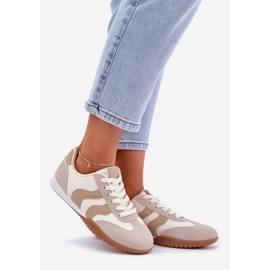 Klassiske kvinders sneakers med Eco Leather Beige 1