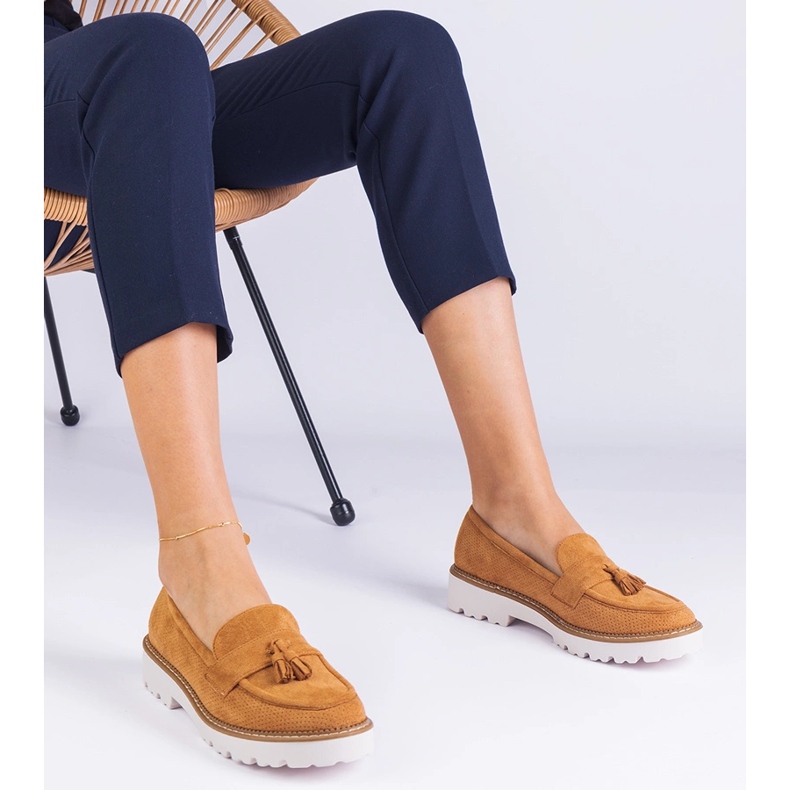 Brown Women's Loafers fra Ekozamsz med Fringes brun 1