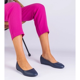 Navy Ballerinas på en skjult kile af Eco -Leather blå 1