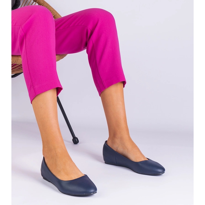 Navy Ballerinas på en skjult kile af Eco -Leather blå 1
