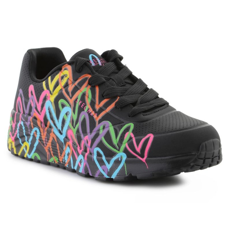 Skechers Uno LTE -sko - Spred kærligheden 314064L -bkmt Farverige hjerter sort 1