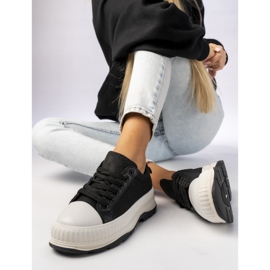 Kvinders sneakers på platformen sort 1