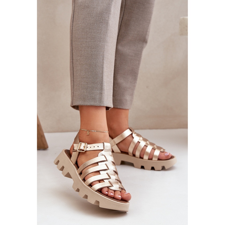 Women's Leather Sandals Zazoo 3695 Zlotys gylden 2