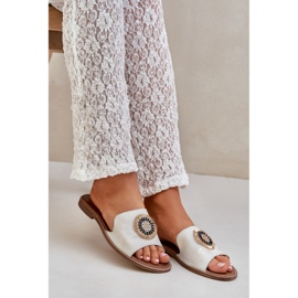 Lewski Shoes Læder flip flops med fladt -hælet Lewski 3047/o -golden aftørret gylden 1