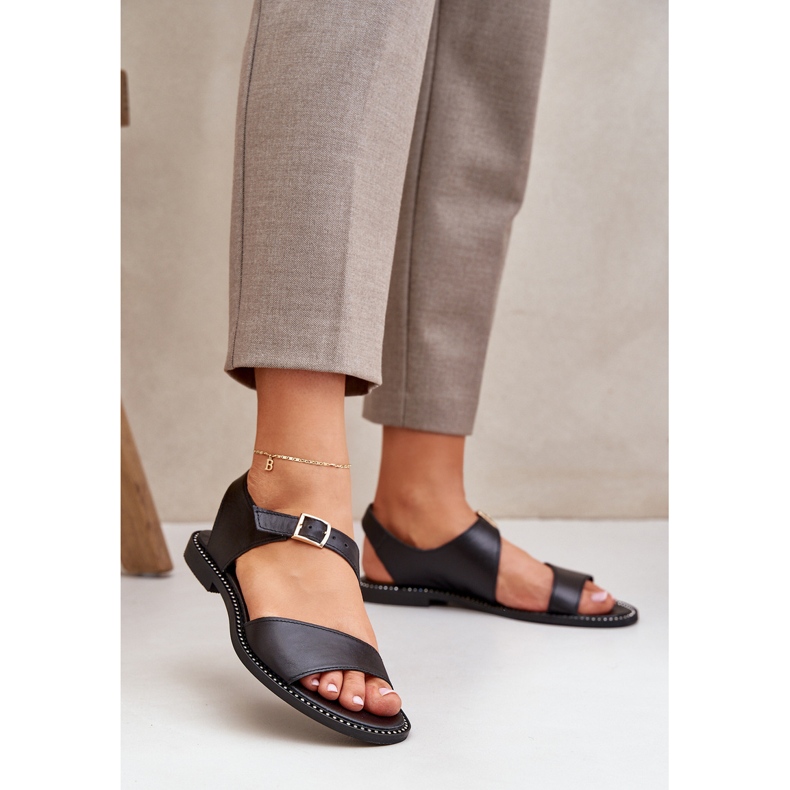 Zazoo 3014 kvinders flade sandaler sort 2