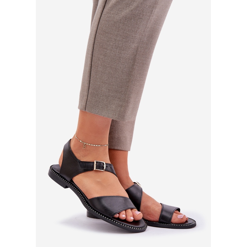 Zazoo 3014 kvinders flade sandaler sort 1