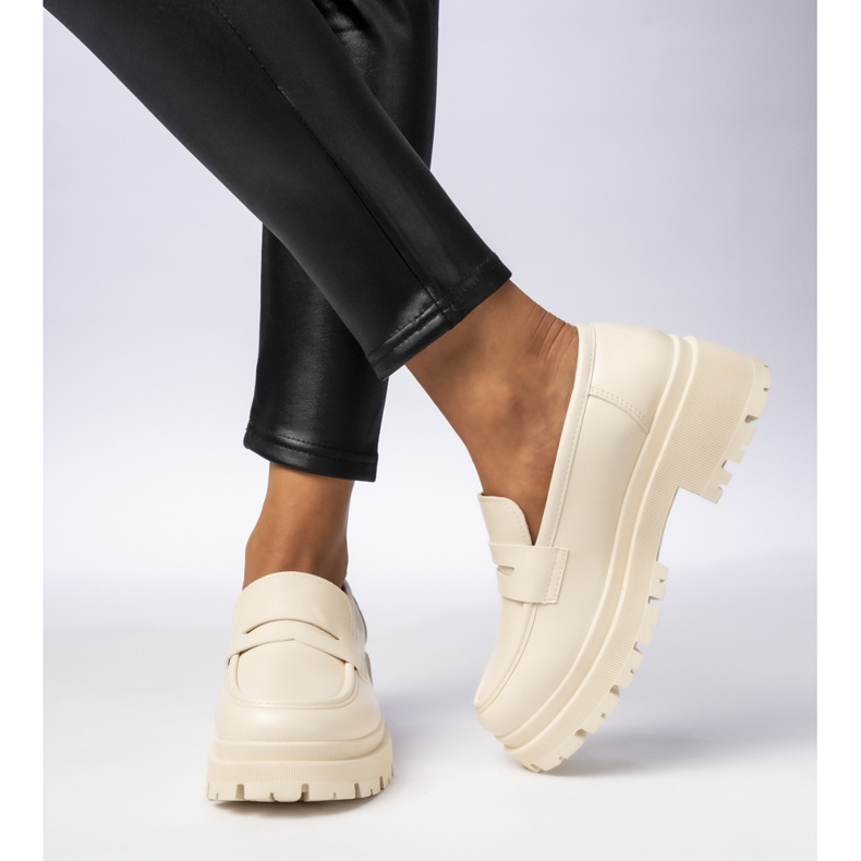 Kvinders moccasins - cremet Milano beige 2