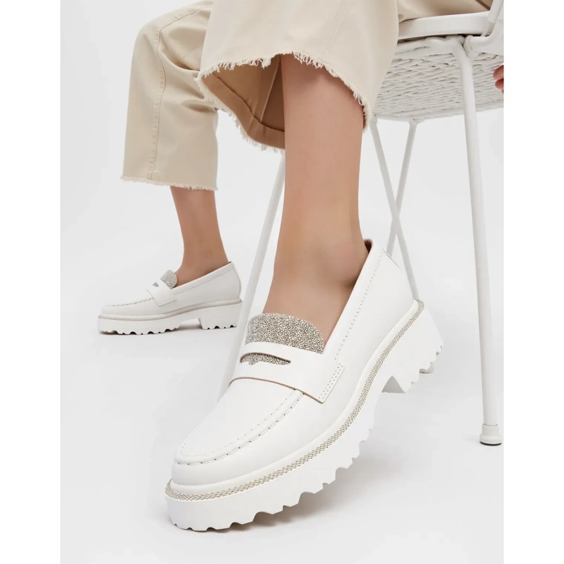Kvinders diamant hvide loafers 2