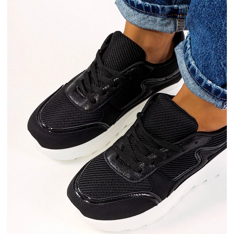 D/GMR Sorte Basemat damesneakers 2