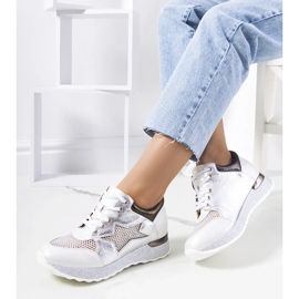 D/GMR Hvide metalliske sportssko blonder -op sneakers openwork torres 2