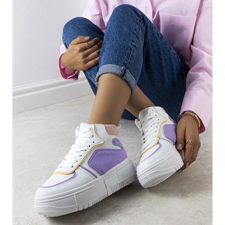 D/GMR Hvide og lilla Zetta ankelsneakers 2