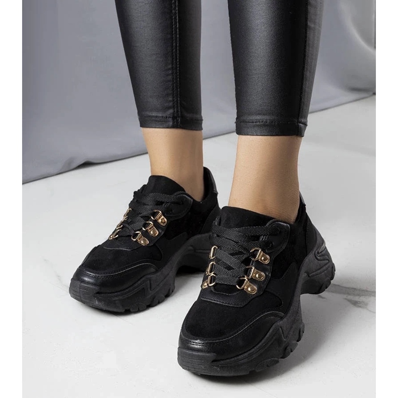 D/GMR Jenna sorte sneakers i blandet stof 1