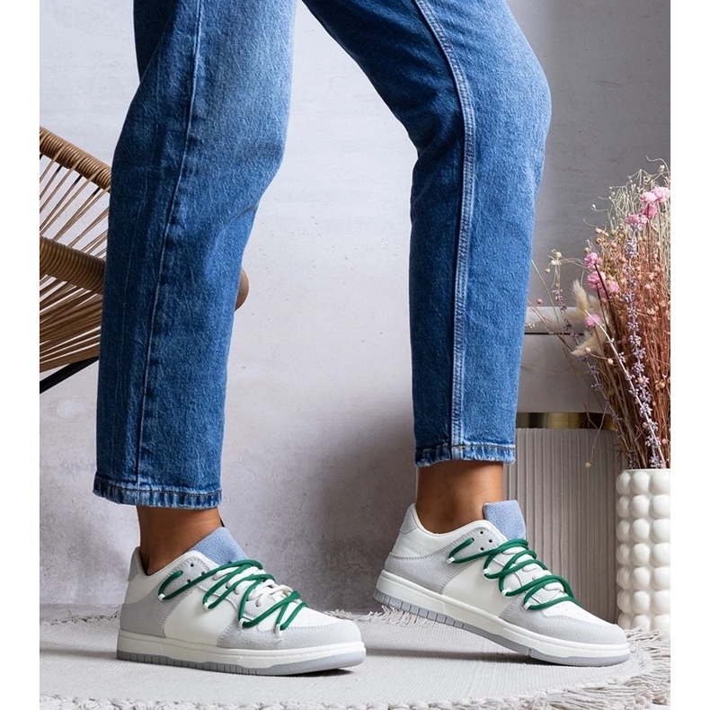 D/GMR Grå sneakers Kvinders sneakers med grønne strenge Arcobaleno 1
