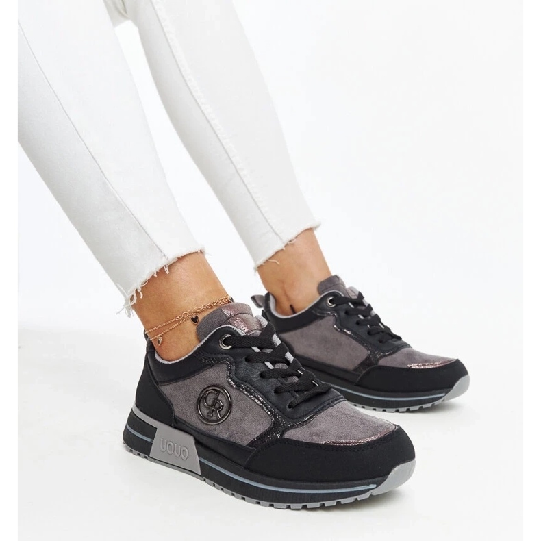 D/GMR Sorte og grå platformssneakers fra Sinika 1