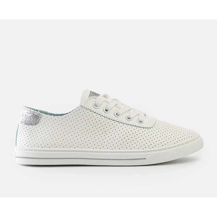 Kvinders hvide perforerede sneakers blonder -op sneakers 2