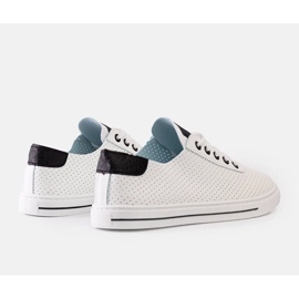 Kvinders hvide perforerede sneakers blonder -op sneakers 2