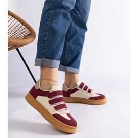 D/CEO Mena bordeaux sneakers med velcrolukning rød 2