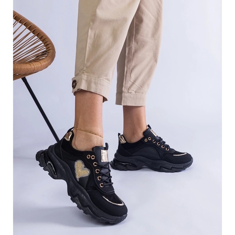 D/CEO Sorte platform sneakers med et Martinez hjerte 2