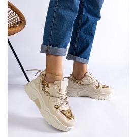 D/CEO Beige damesneakers med Agar glitter 2