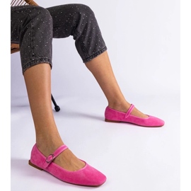 D/CEO Mørk pink ballerinas med en spænde og en firkantet næse af pergas lyserød 2