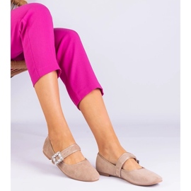 D/CEO Beige Ballerinas dekoreret med en spænde med Demetra -krystaller 1