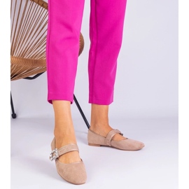 D/CEO Beige Ballerinas dekoreret med en spænde med Demetra -krystaller 2