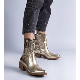 D/CEO Golden Boots Kvinders cowboy -støvler på Madeira Metallic Ankel Post gylden 2