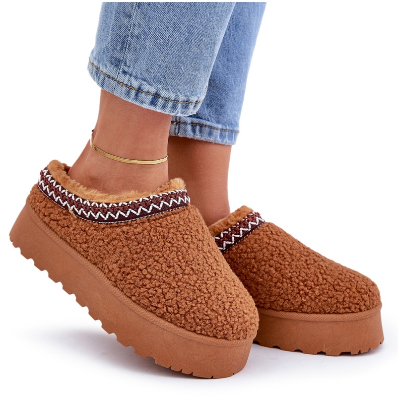 Seastar Camel Fåreskind Platform snestøvler med pels brun 5