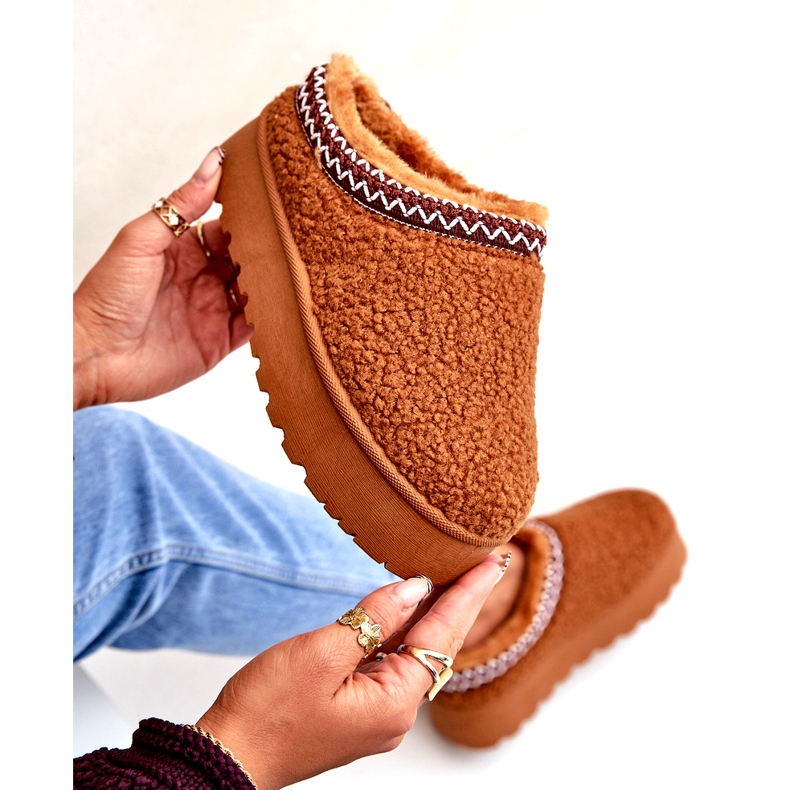 Seastar Camel Fåreskind Platform snestøvler med pels brun 4