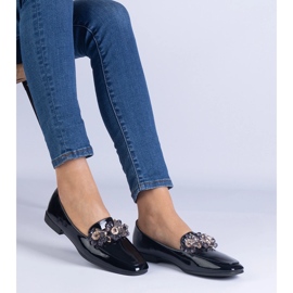 Sorte lakerede loafers med krystaller 1