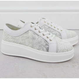 S.Barski Sko på Białe S. Barski Hy51-059 Blonder platform hvid 2