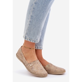 Elegant ruskind Espadrilles med kvindernes blomster Zazoo 10177 Beige 1