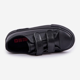 Børne læder sneakers med velcro Big Star KK374054 Sort 8