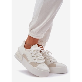 Kvinders sneakers med tykke snørebånd på den hvide platform 1