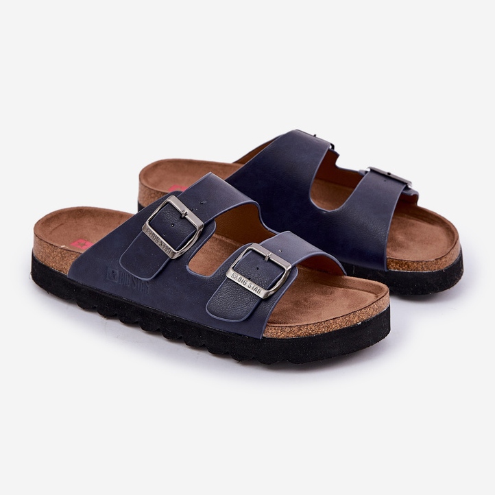 Letvægt mænds hjemmesko med Eco Leather Buckles Big Star NN174530 Navy Blue blå 1