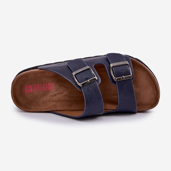 Letvægt mænds hjemmesko med Eco Leather Buckles Big Star NN174530 Navy Blue blå 2