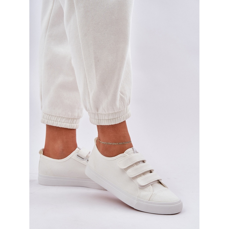 Ungdom med lav velcro sneakers hvid 2