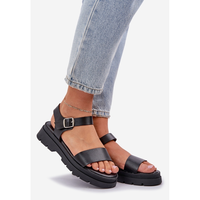 Kvinders sandaler på platformen sort 1