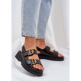 Eco læder sandaler med sorte klemmer 2