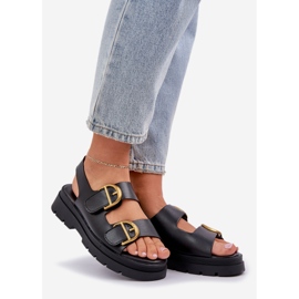 Eco læder sandaler med sorte klemmer 1