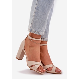 Sandaler på en stanghæl med Eco Leather Beige 1