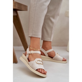Jezzi Kvinders kilesandaler med et ornament beige 2